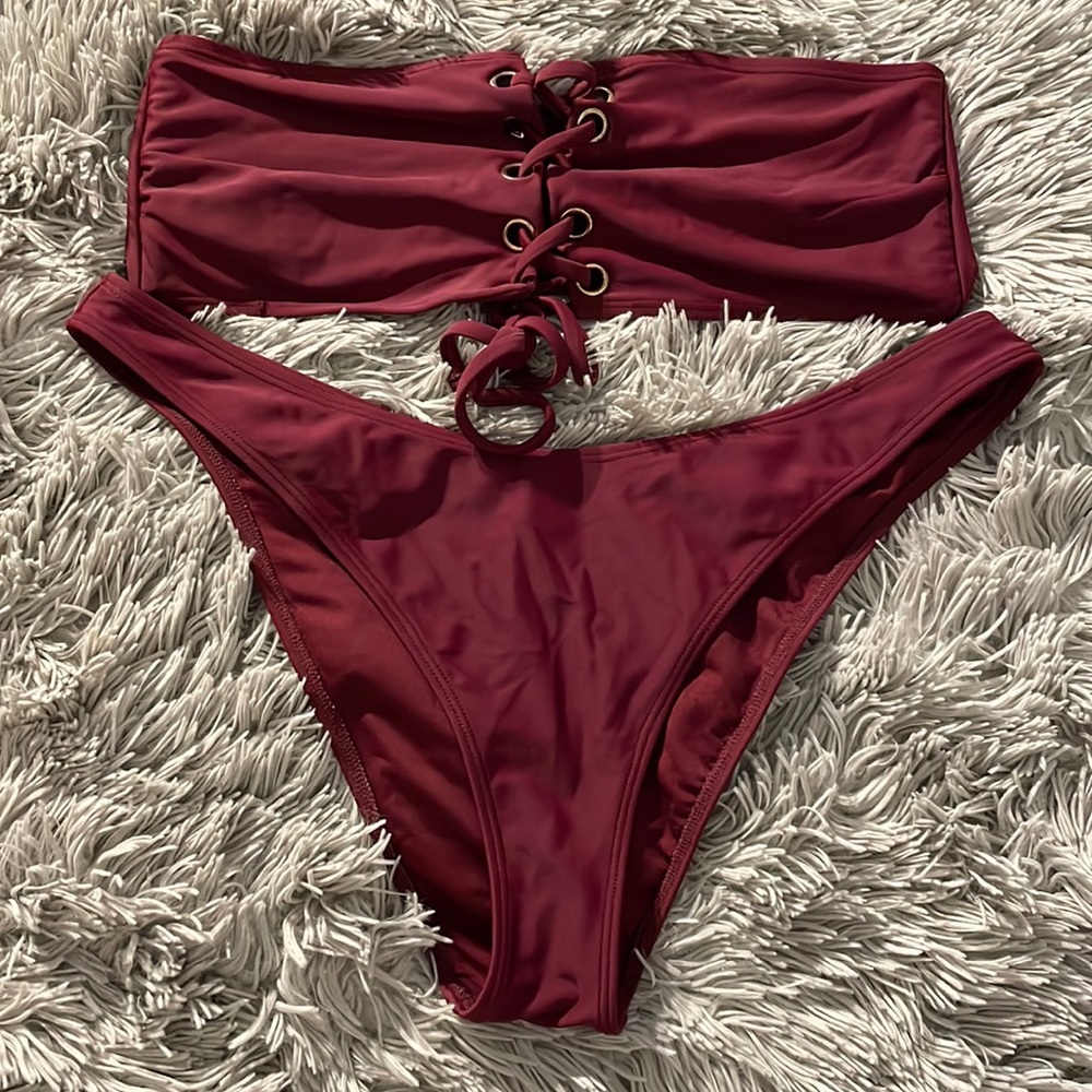 forever 21 maroon bikini set